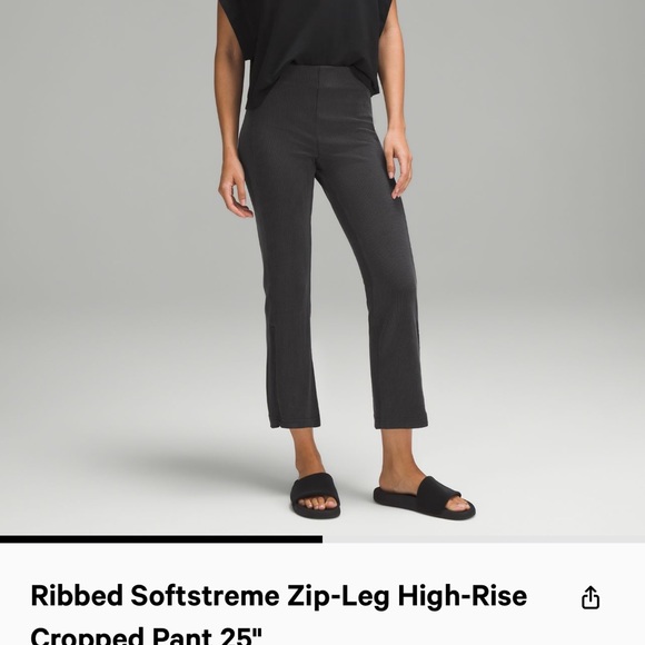 EUC Lululemon Ribbed Softstreme Zip-Leg High-Rise Cropped Pant 25" size 6 - Picture 7 of 13